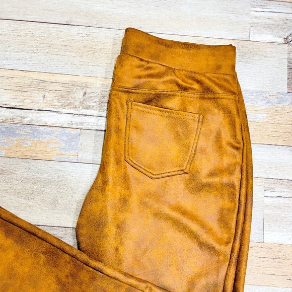 GRENIER – Tan faux suede pull-on pants | Soft stretchy fit | Medium * - Picture 2 of 8